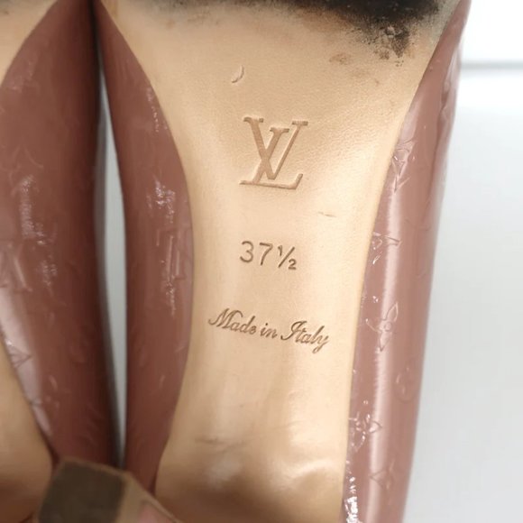 Louis Vuitton Allamanda Gold Cap Toe Pumps Rose Monogram Vernis Size 37.5 - Picture 12 of 12